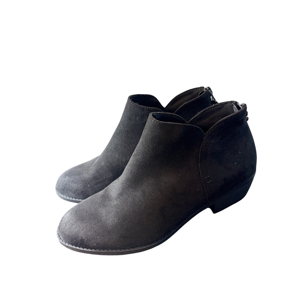 Journee Collection Livvy Black Faux Suede Back Zip Ankle Booties‎ Womens 8.5